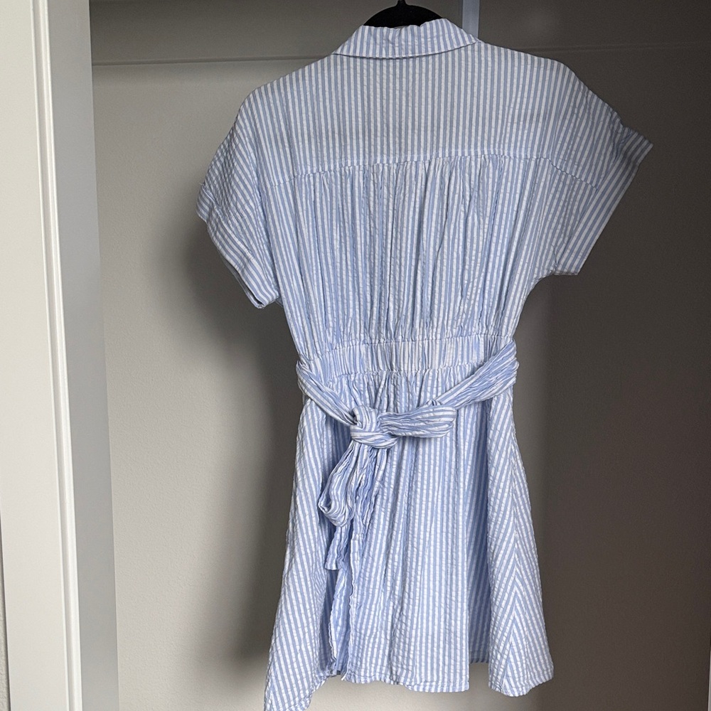 Lulu's M Light Blue Striped Wrap Dress - Picture 5 of 5